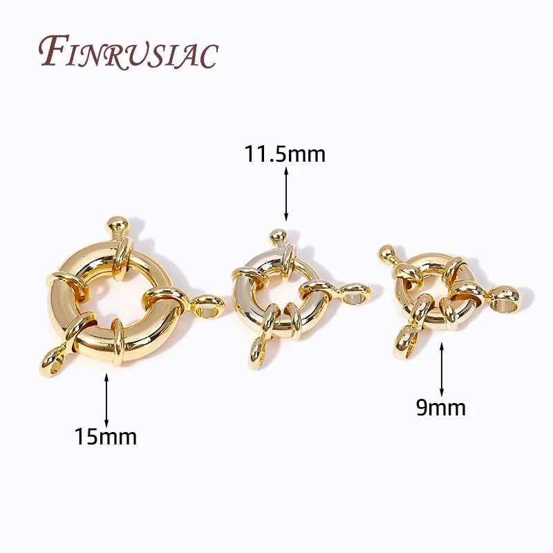 9/11.5/15MM Carabiner Spring Ring 14k Gold Plated Brass Metal Jewelry Clasps Fasteners DIY Handmade Necklace Accessories