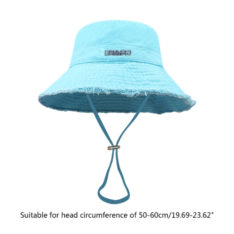 Fisherman Adult Frayed Design Hat Wide Brim ddmysmile Sunproof Bucket Hat Summer Smile