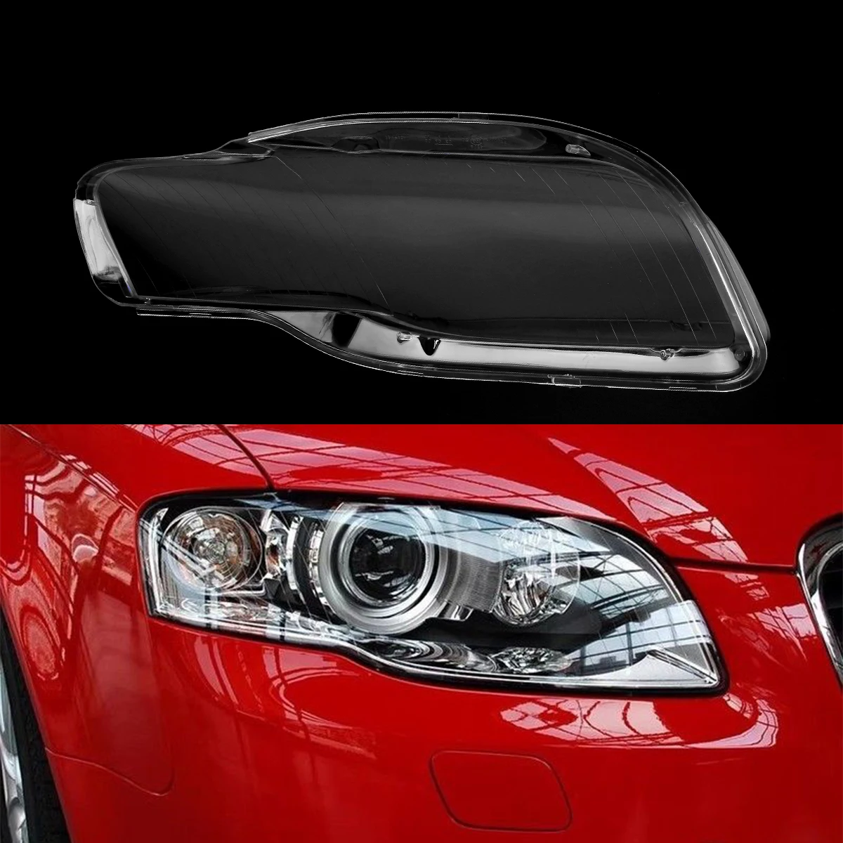 1 Pair Front Headlight Lens Cover For Audi A4 B7 S4 RS4 2006 2007 2008 Transparent Lampshade Clear Headlamp Cover Shell