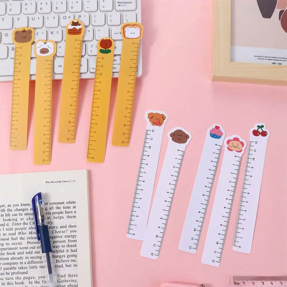 5 Pcs 12cm Kawaii Bendable Straight Ruler Novelty Adorable Painting Scale Ruler Kids Students Bookmarks Stationery Gifts