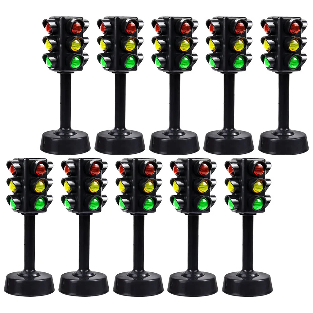12 Pcs Set Children Toys Educational Traffic Signs Signal Light Model Stop Abs Toddler Playset Kids
