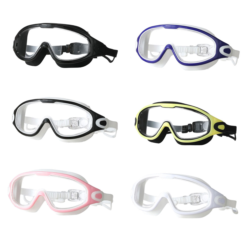 Large Frame Swimming Goggles for Adults with Earplugs Swim Glasses Men Women Professional HD Anti-fog Goggles Silicone Eyewear