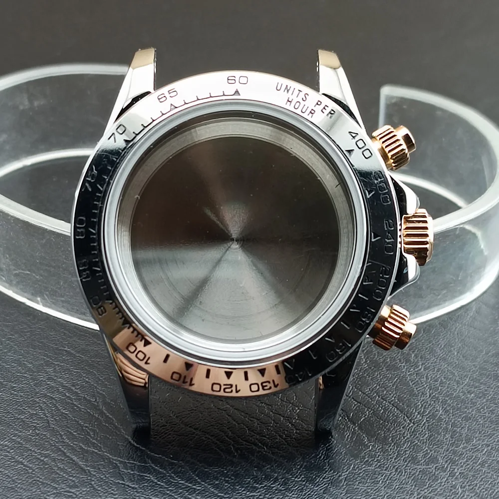 39.3mm Men's watches metal case FIT VK63 movement case watch accessories watch parts Fits 20mm strap Watch Box