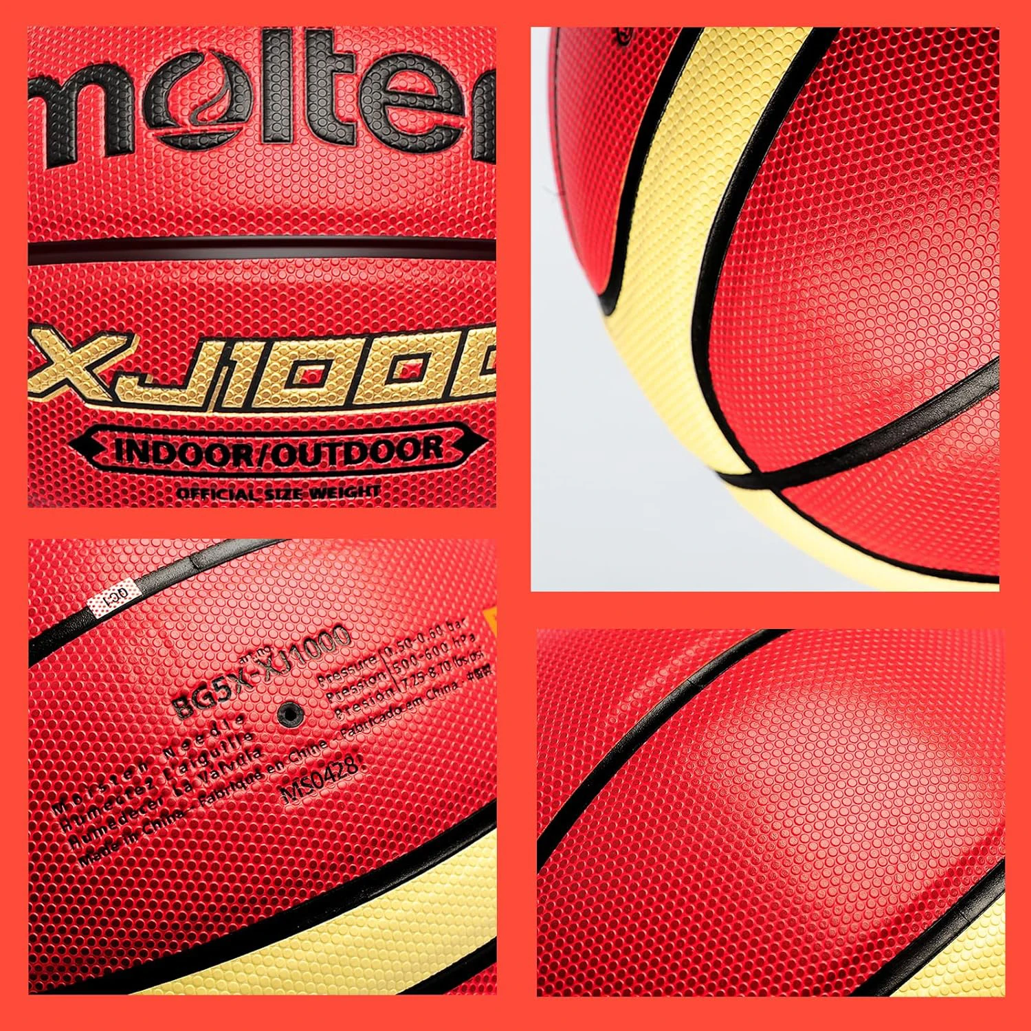 Molten XJ1000 Basketball Size 6, 7 Indoor/Outdoor Training Wear-Resistant PU Leather Basketball