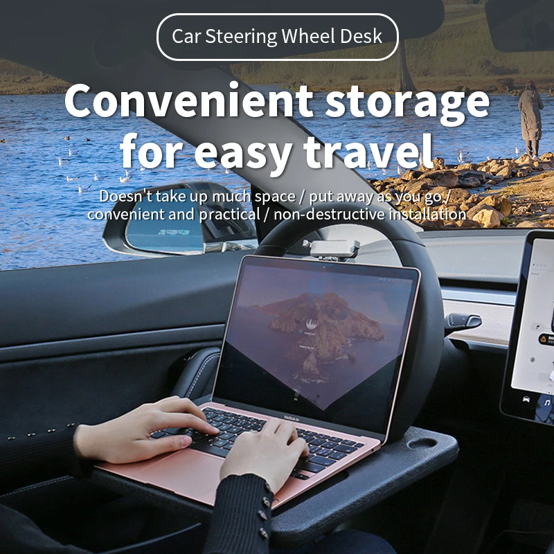 Multifunctional Car Steering Tray Table Eat Work Portable Car Laptop Computer Desk Mount Stand Car Steering Wheel Dining Table