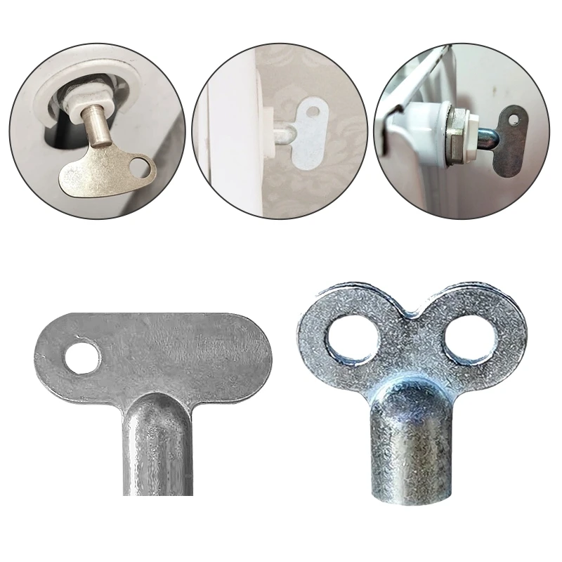 2pcs Radiator Valve Key Faucet Key Water Tap Plumbing Bleeder Key Aluminum Alloy Heater Wrench Air Vent Central Heating Tools