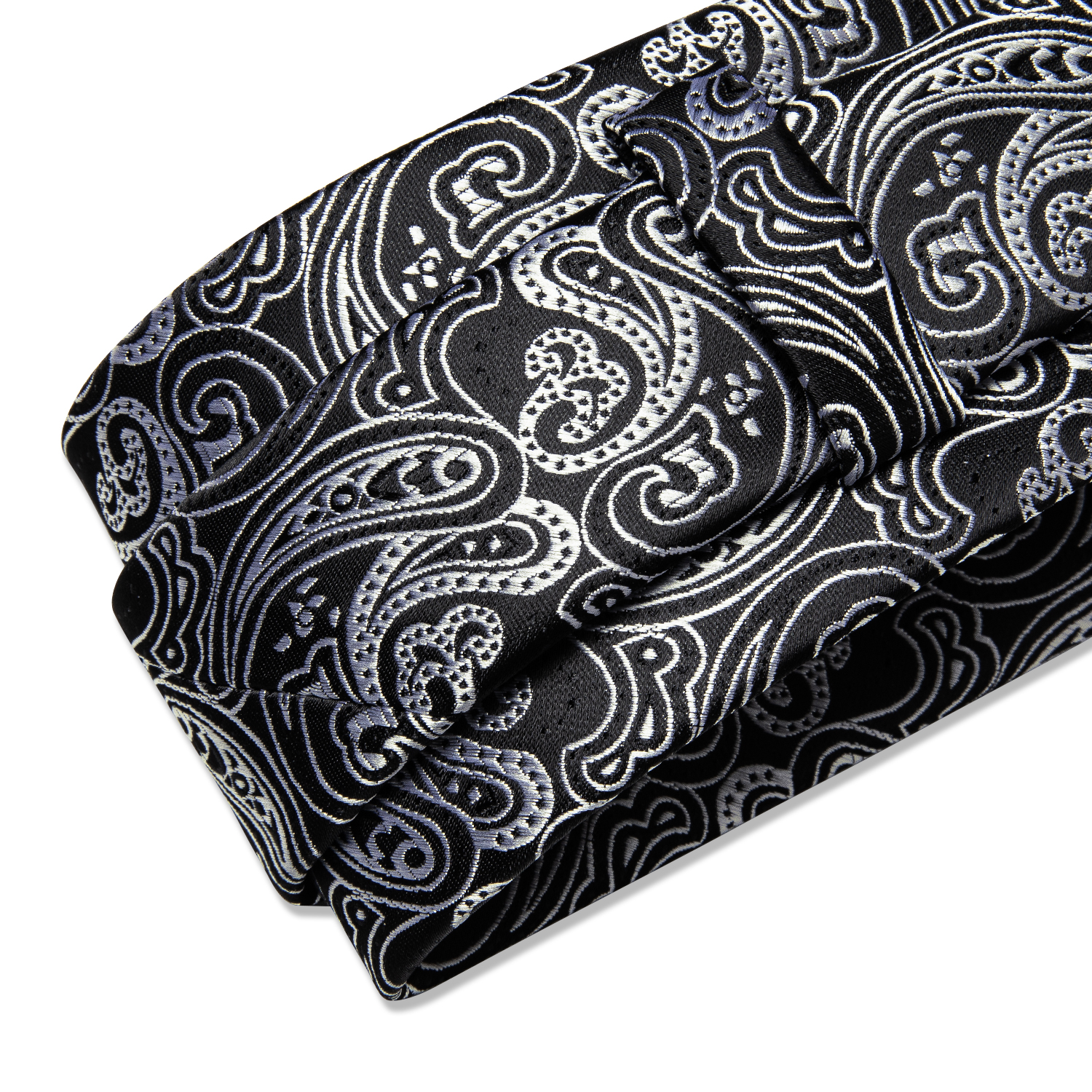 Black And Silver Paisley Floral Men's Ties Gray Blue Pink Wedding Accessories Neck Tie Set Handkerchief Cufflinks Gift For Men