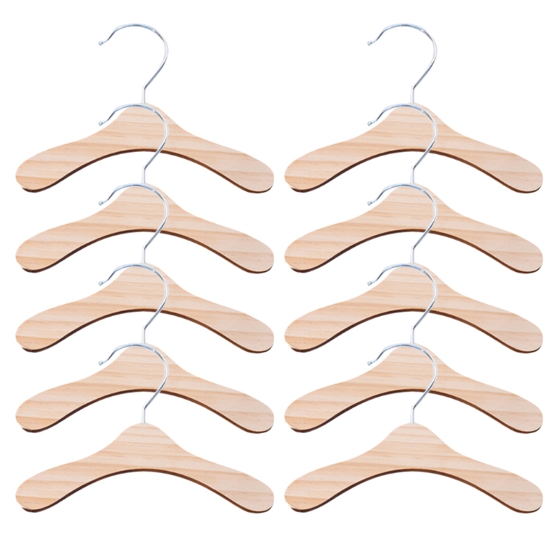 10 Pieces Wooden Pet Apparel Hangers Wooden Portable Clothes Hanger Durable Gift