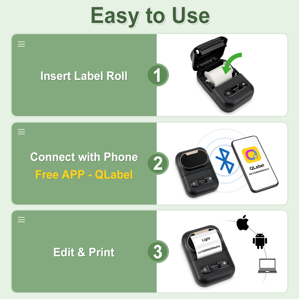 E210 Thermal Printer Self Adhesive Sticker Printer Similar as B21 M110 P50 Labeling Machine Mini Labeller or 3PK E210 Label