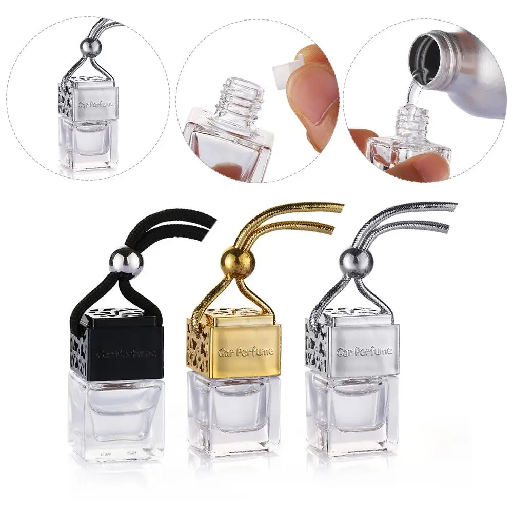 Empty Glass Bottle For Essential Oils Diffuser Rearview Mirror Ornament Car Hanging Perfume Fragrance Air Freshener Car-styling