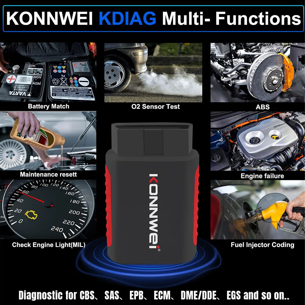 KONNWEI KDIAG 2024 Full System Auto Scanner Reset SAS EPB Service ECU Programmer OBD OBD2 Car Diagnostic Tool pk Thinkdiag MINI