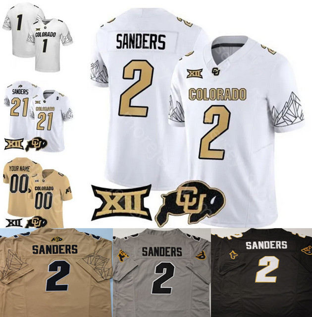 Colorado Buffaloes Football Jersey Shedeur Sanders Deion Sanders Travis Hunter Jerseys Black white grey gold stitched Size S-3XL