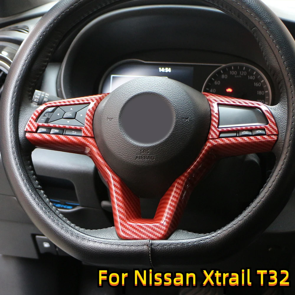 Steering Wheel Panel Knob Cover Sticker for Nissan Xtrail T32 17-21 Rogue Note Qashqai J11 Versa Juke Micra Kicks Leaf Sentra