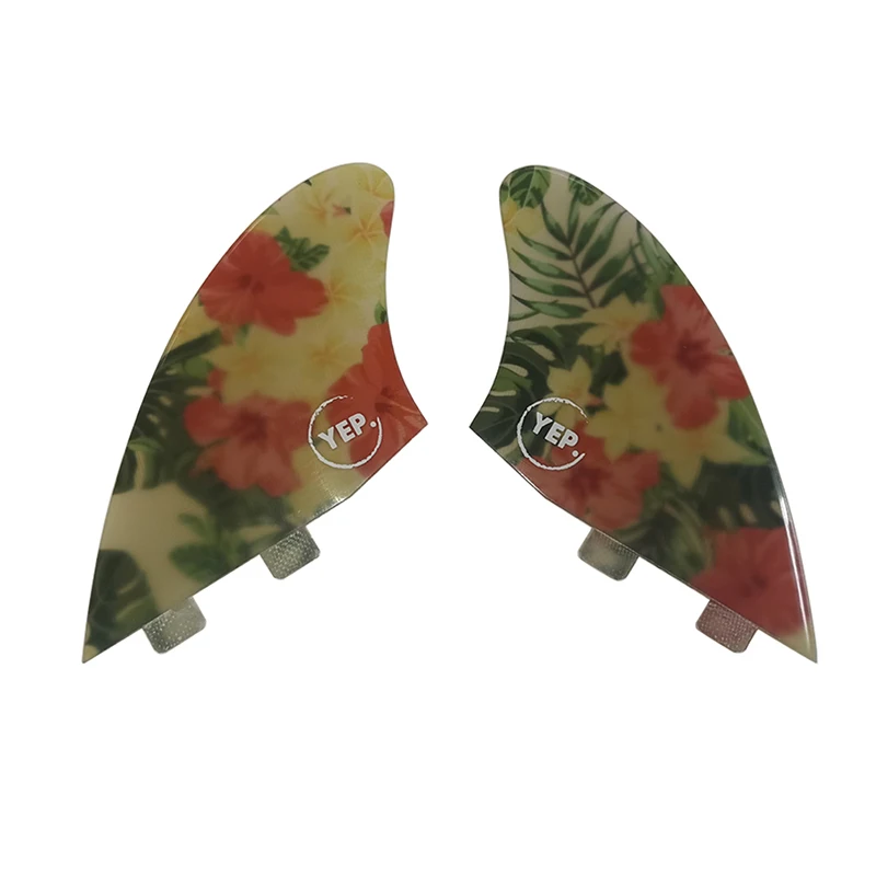 UPSURF FCS2 KEEL FINS Fiberglass Twin fins Double Tabs/Double Tabs 2 Keel fins side fin surf fins Polished flower pattern