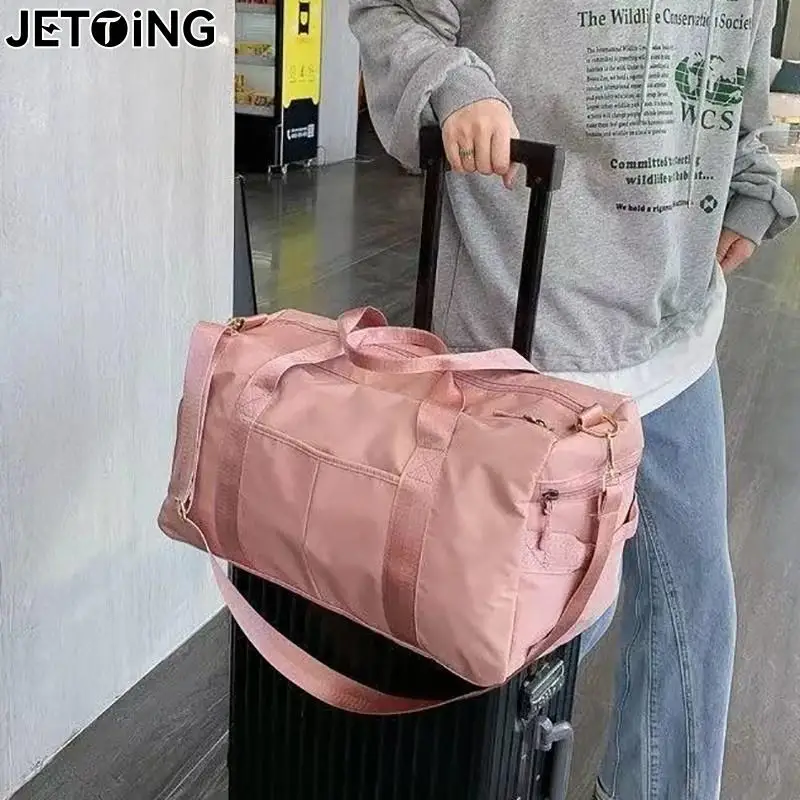 Duffel Bag Embroidered Sports Gym Bag Travel With Wet Dry Pockets & Shoe Compartment 2 Layer For Vacation, Beach, Swimming Pool