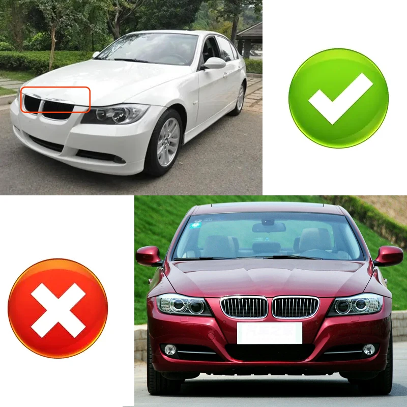 Pulleco For BMW 3 Series E90 E91 323I 328I 335I 330I 325I Car Front Grille Racing Grill Single 2005-2008 Gloss Black Grille