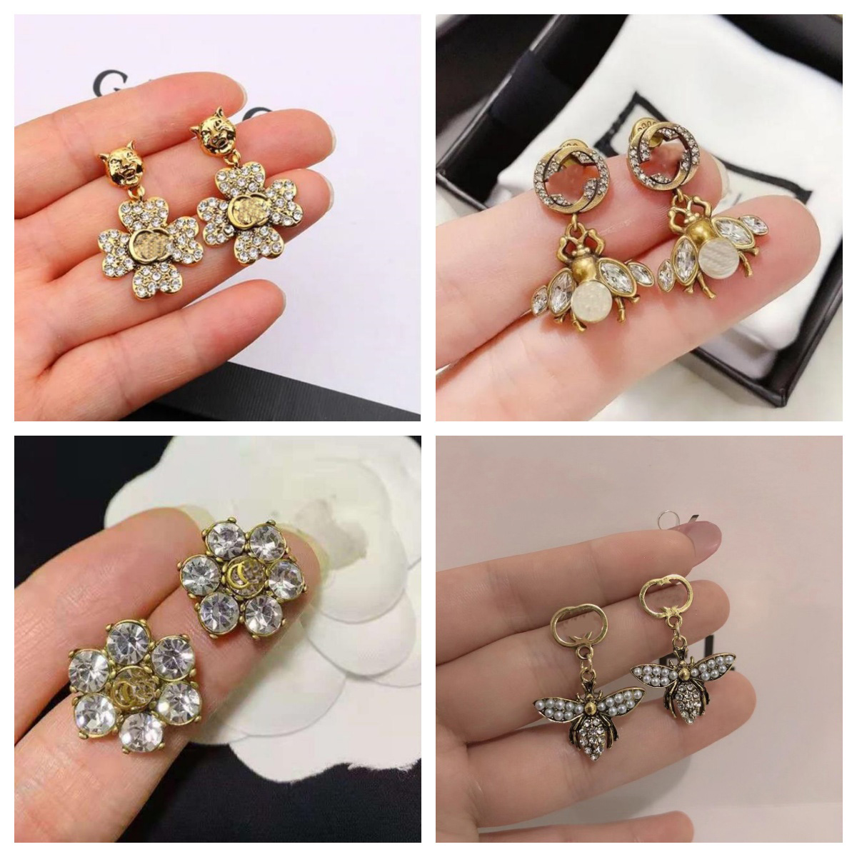 20style Gold Plated Sier Brand Designers Double Letters G Stud Geometric Famous Women Crystal Rhie Pearl Earring Wedding Party Jewerlry