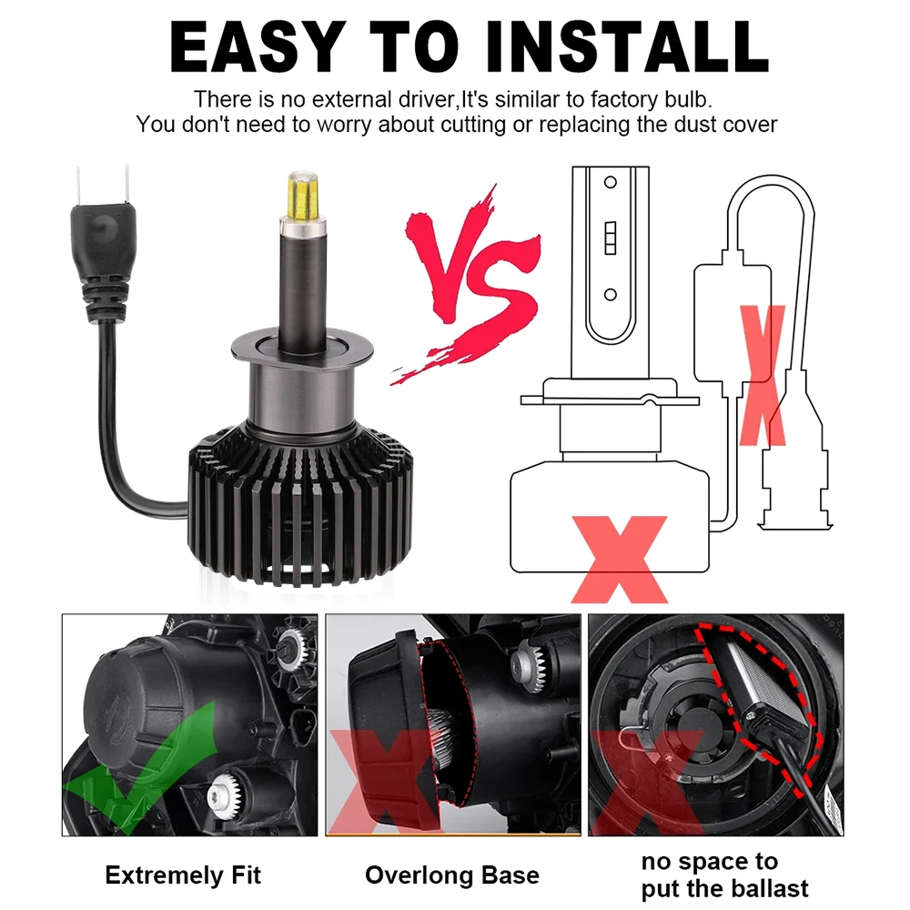 H7 LED Car Headlight Bulb Canbus H8 H9 H11 Fog Lights 9006 Hb4 9005 Hb3 9012 Hir2 Led 360 350000LM 800W 3D Auto Lamps Super Mini