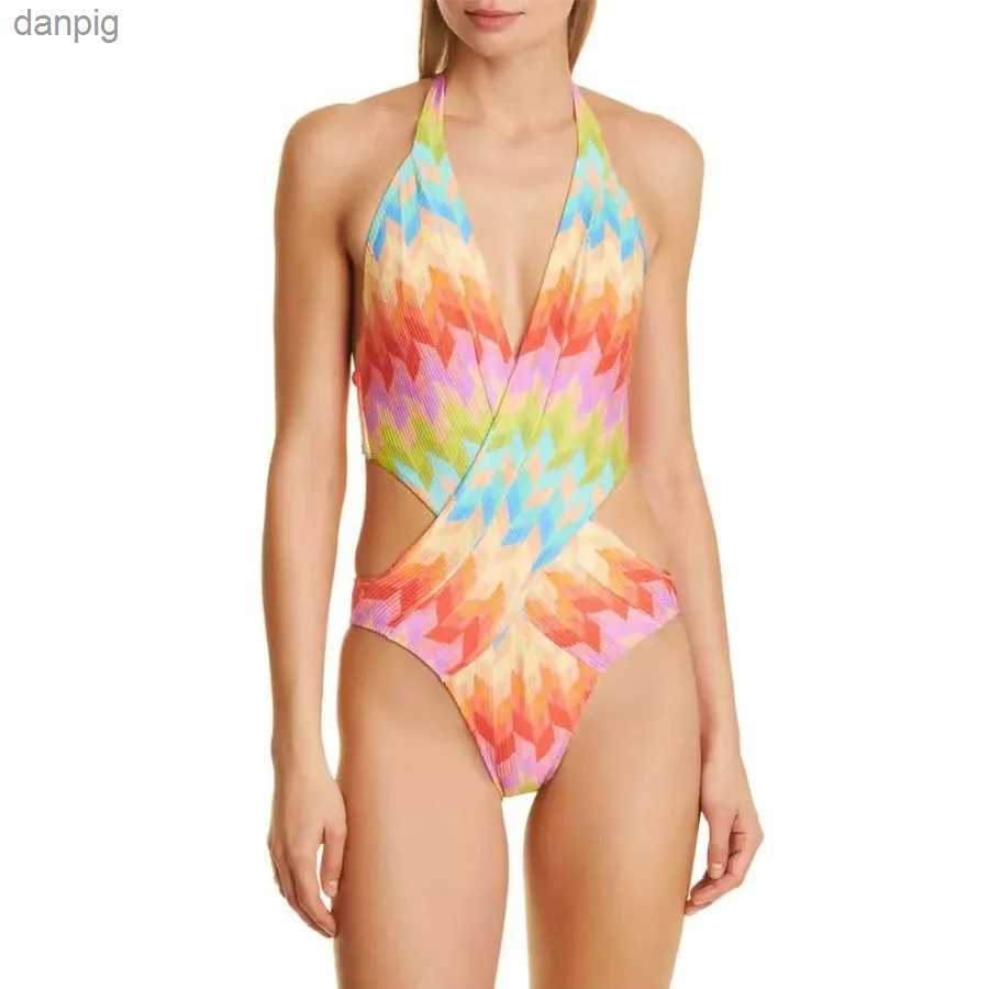 Women's Swimwear Print One-piece Swimsuit Women Lace-up One-piece Swimwear Beachwear Bikini Skirt Bandage Swimwear Brazilian Biquini Bathing Suit