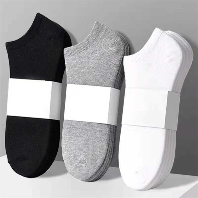 5Pcs/ Mens Spring Summer Thin Breathable Soft Polyester Cotton Black Casual Business Ankle Boat Size EU38-43 LX241102