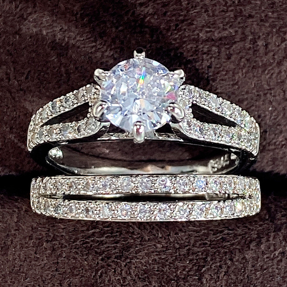 Band Rings New Luxury 925 Sterling Silver Luxury Big Wedding Rings Set for Bridal Women Engagement Finger Party Gift Designer Jewelry