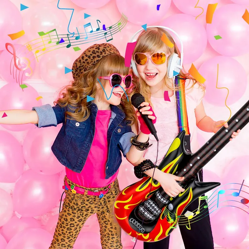 1PC Inflatable Guitar Rock Star Guitar Toy Ballons 80s 90sThemed Women Men Carnival Party Aldult Kids Birthday Party Decorations