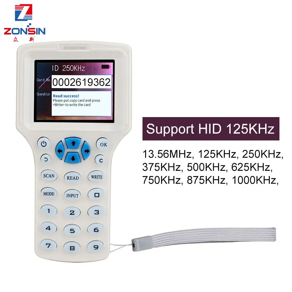 10 Frequency NFC Smart Card Reader Writer Duplicator 125K 13.56MHz RFID Copier USB Fob Programmer Copy Encrypted Key Replicator