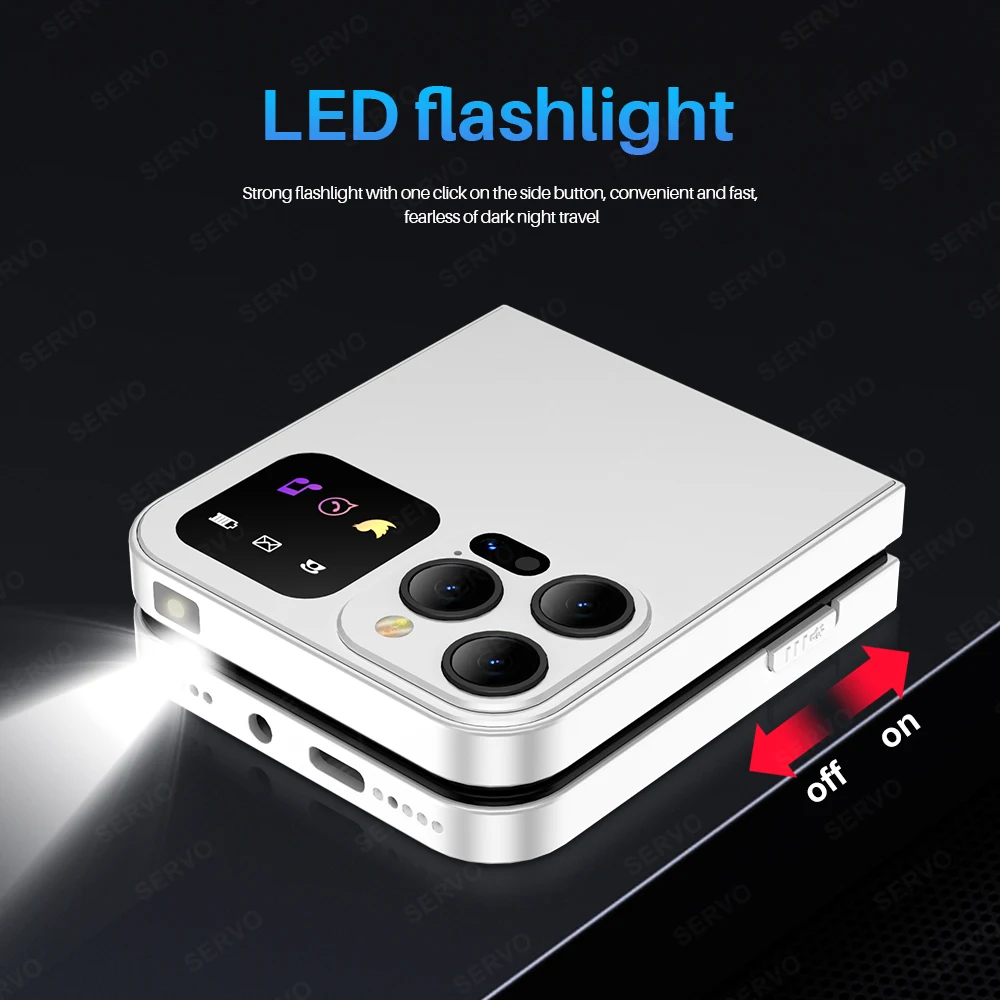SERVO A50 PRO Flip Mobile Phone Speed Dial Flashlight Auto Call Record Type-C 2 SIM Cards GSM 2.4" Fold Cellphone Multiple Color
