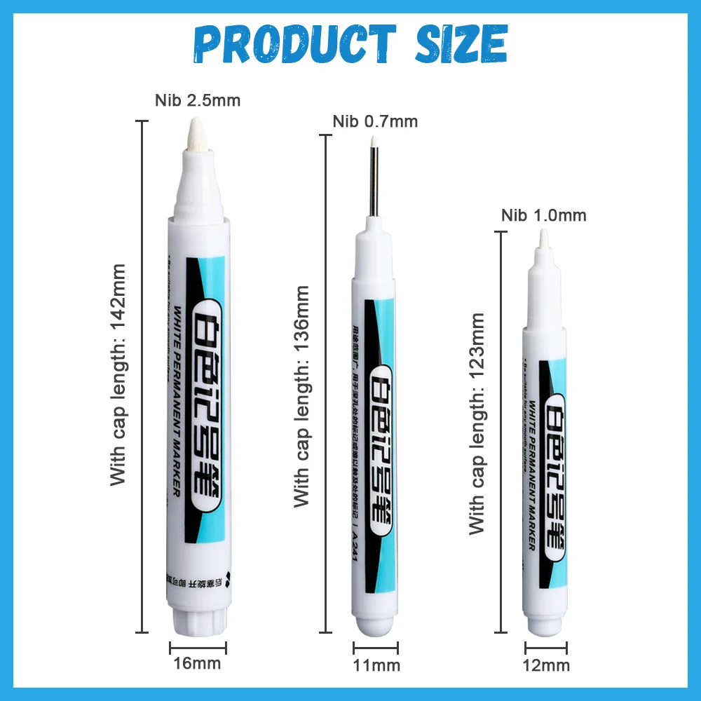 1/4pcs Marker Pen Graffiti White Oily Waterproof Permanent Long Head Pencil Woodworking Chalk DIY Felt Tip Marker For Color Tool