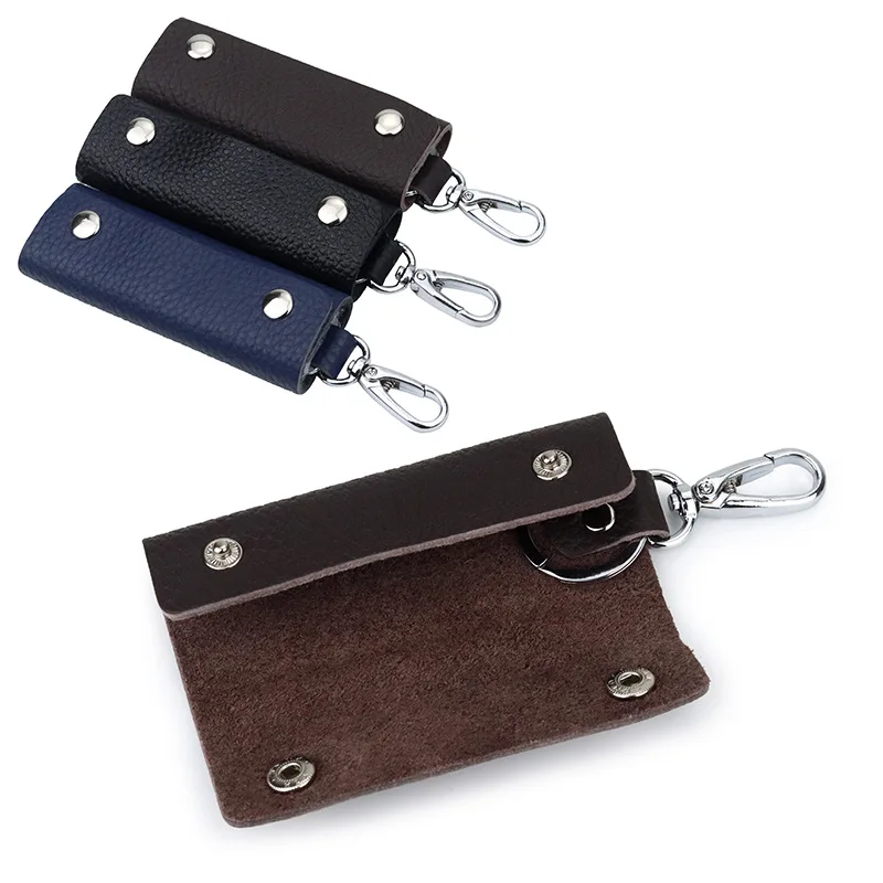 Vintage Key Wallet Car Key Pouch Bag Case Holder Chain Covers Zipper Housekeeper Pocket Key Organizer Smart Leather Keychain
