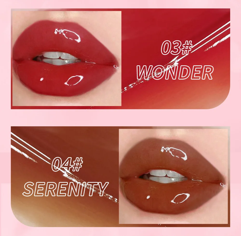 QIBEST Mirror Water Light Jelly Lip Gloss Shiny Mirror Moisturizing Liquid Lipstick Glitter Lip Gloss Lip Oil Glass Lip Stain