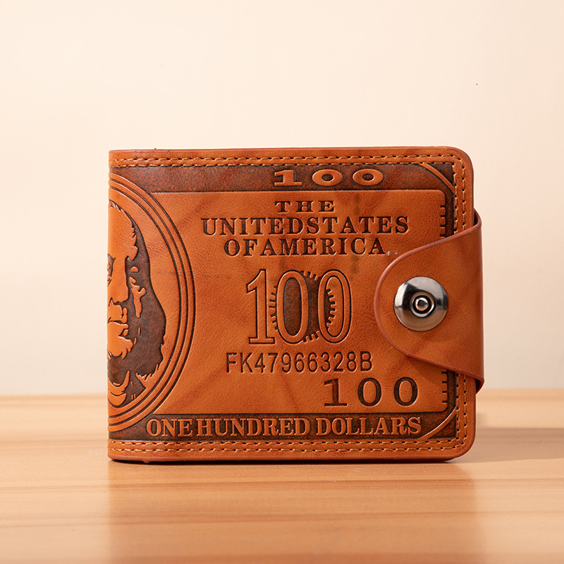 New Designer Wallet Short Fashion Brand Personalized US Money Men's Double Discount Multi Card Leather Clip Silver Bag