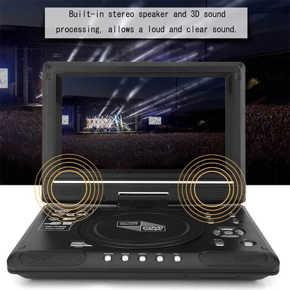 9 8 Portable DVD Player HD Video Player AV Input Output Car Mini TV Playing Device US UK EU AU Plug