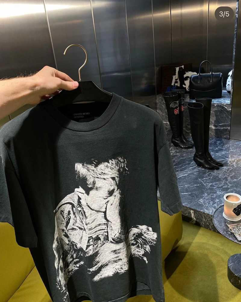 Men's T-Shirts Enfants Riches Dprimes Vintage Round Neck Oversized Tee Boys Pattern Japanese Text Print High Street Men Women 1 1 T-shirt ERD J24