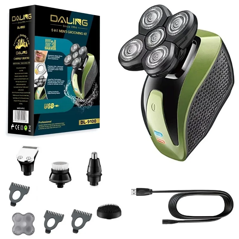 5in1 Grooming Kit Electric Shaver For Men Wet Dry Bald Head Shaving Machine For Men Beard Trimmer Electric Razor Rechargeable