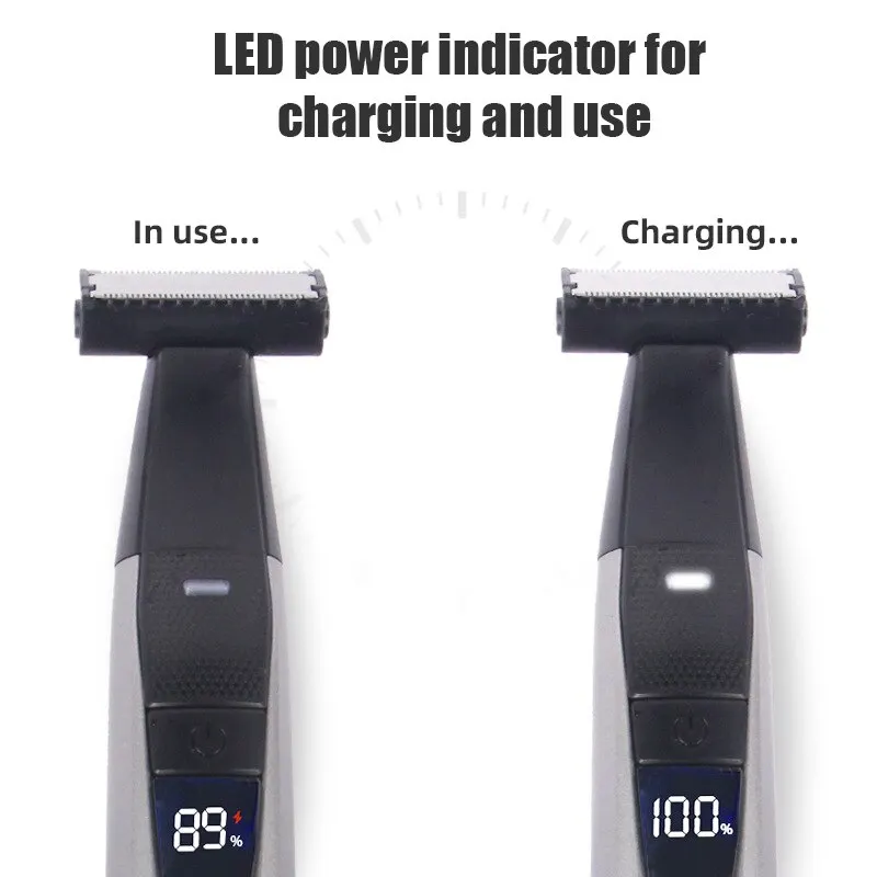 Electric Shaver Portable Full Body Trimmer USB T-Blade LED Digital DisplayRazor For Men and Women Washable Razor