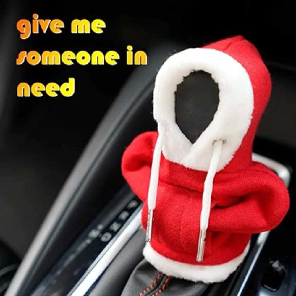 Sweatshirt Car Gear Box Lever change knob Hoodie Car Gear Shift Cover Car Decorations Mini Hoodie for Car Shifter Red Black