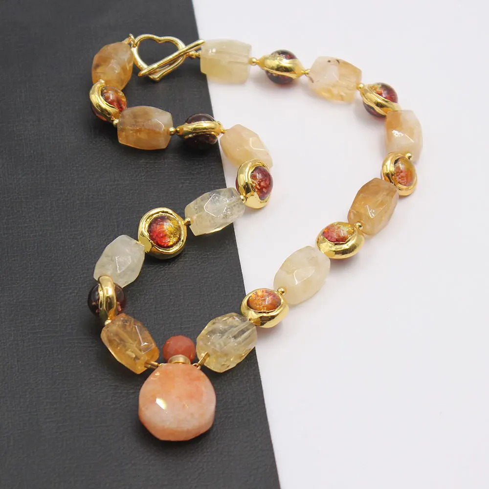 GG Natural Yellow Citric Acid Amber Moss Glass Necklace Scales Chromic Acid Quartz Pendant Bracelet Earring Set 241031