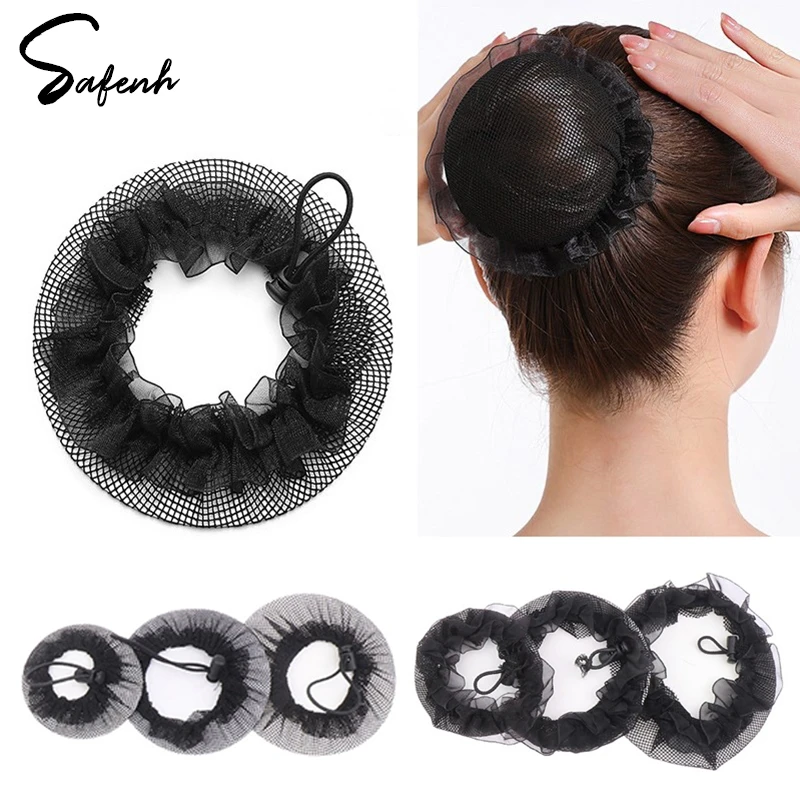 1Pc Hairnet Bun Cover Snood Women Hair Net Ballet Dance Skating Crochet Rhinestone Styling Headwear Accessories
