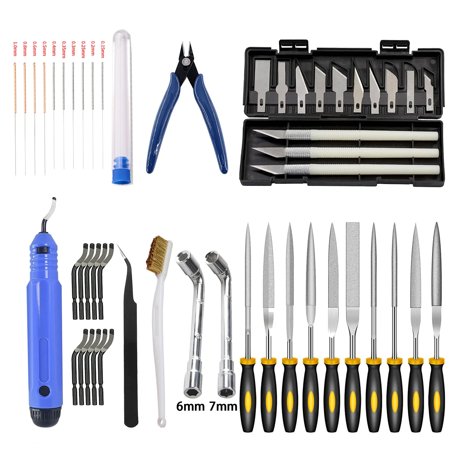 49pcs in 1 3D Printer tools 3D Model File Cutter Scraper Material Removal Tool Engraving Timming Knife Kit Nozzle Wrench Needles