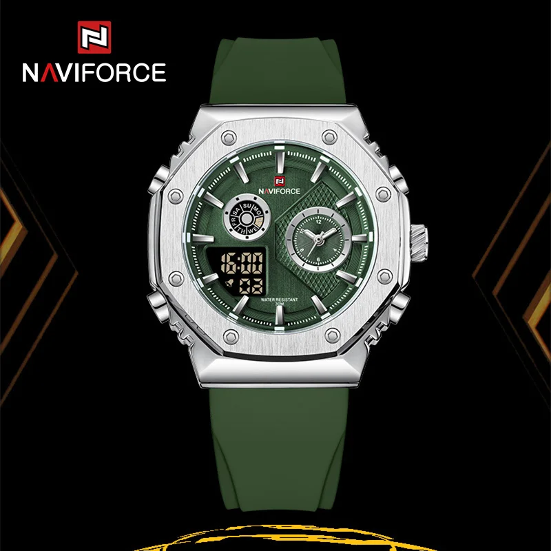 NAVIFORCE Sport Luminous Men Watches Waterproof Silicone Strap Man WristWatch Chronograph Military Quartz Men's Watch Gifts
