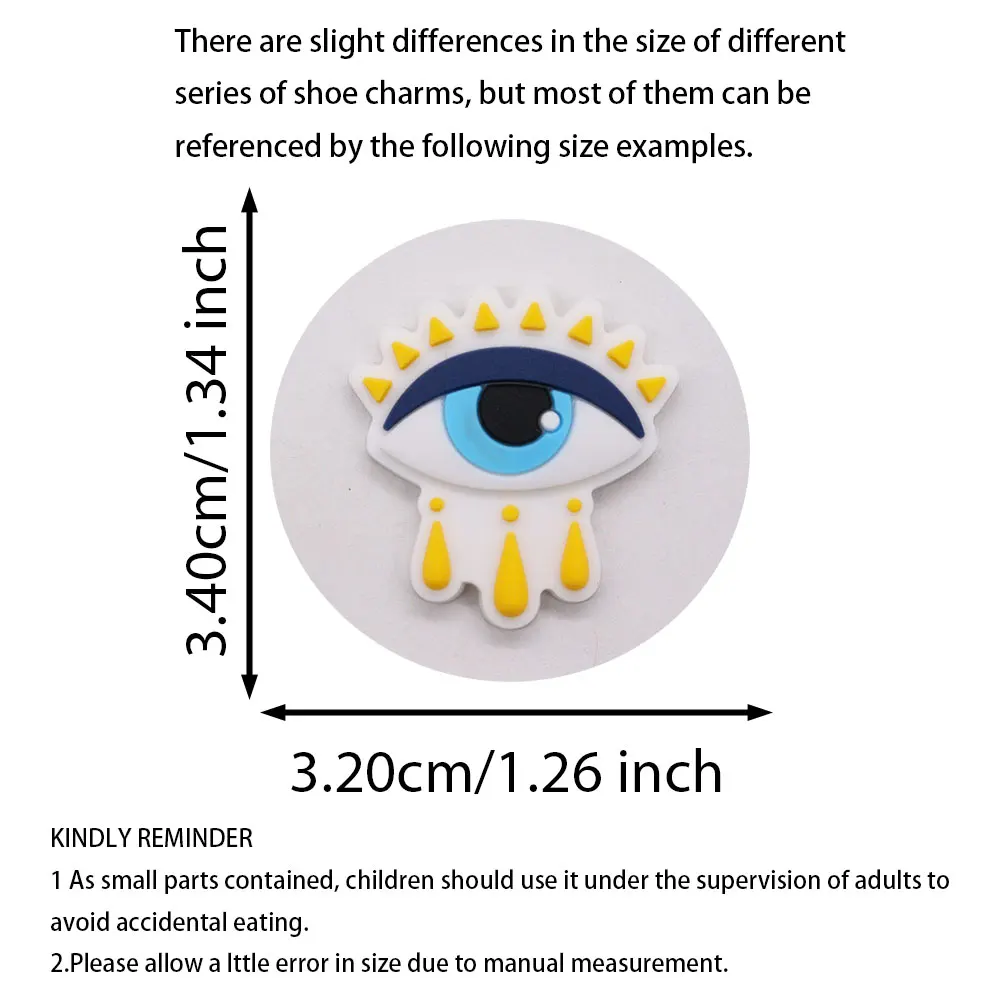 25PCS/Set Evil Eyes Shoes Charms Silicone Shoe Accessories Wristband Hole Slipper Decor Adult Kids X-mas Gifts