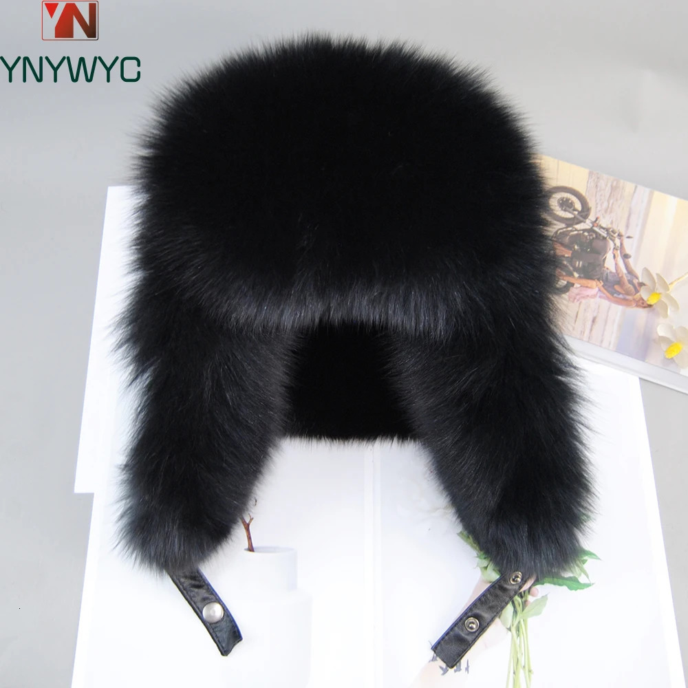 Leisure Warm Soft Russian Mens True Fox Fur Bomber Hat Winter Mens True Fox Fur Hat 100% Natural True Fox Fur Hat 241031