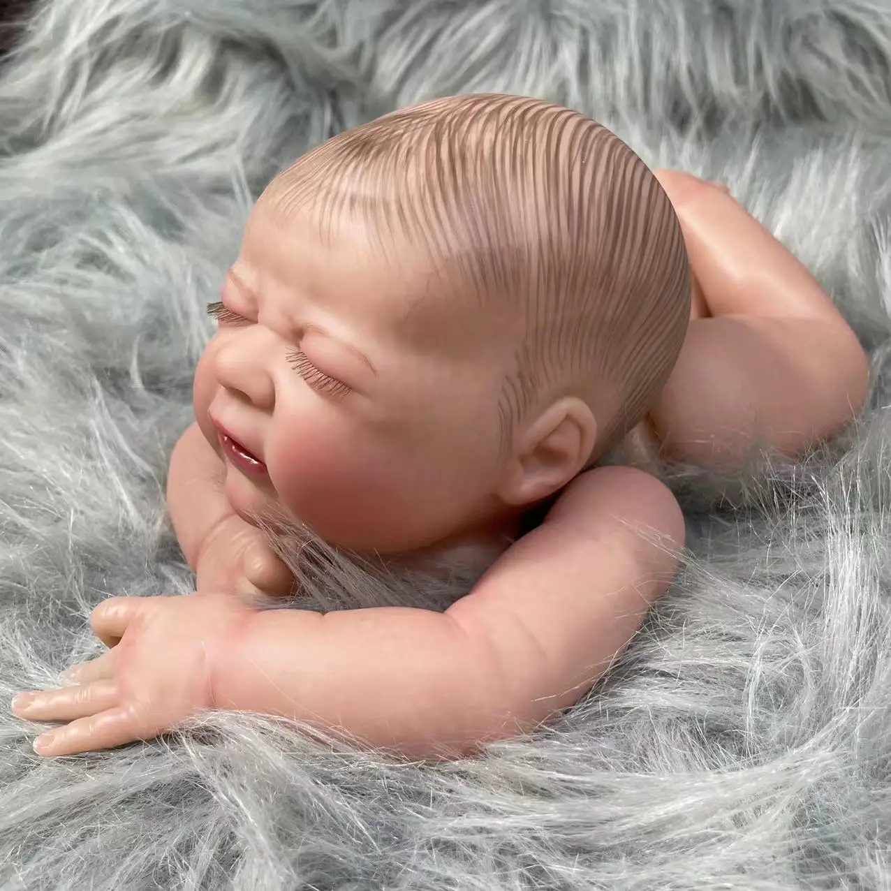 19 Inches 3D Painted Skin Kit Reborn Baby Doll Mold With Cloth Body And Eyelash Add Magnet Newborn More Realistic Easy DIY Toy
