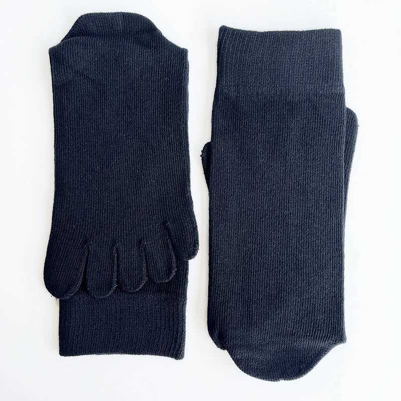 1/4 Pairs Business Five Finger Long Combed Cotton Solid Soft Elastic Sweat-Absorbing Gentleman Party Dress Toe Brand LX241102