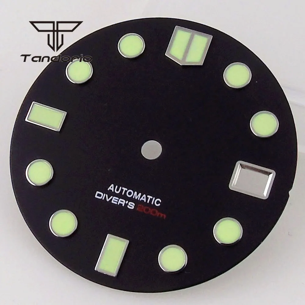 29mm Black White Sterile Watch Dial Face Date Display Window Hands Set Luminous Accessories Fit NH35 NH36 Automatic Movement