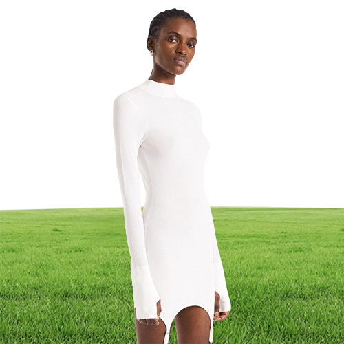011908 Slim Solid Bodycon Garter Women Mini Dress with Stocking Long Sleeve Sexy Cbwear Party Dresses Autumn9764376