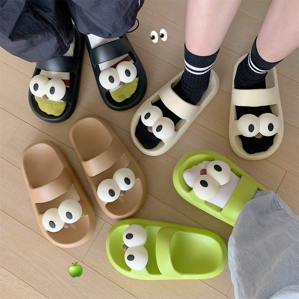 2024 New slipper ladies summer shoes Casual fun funny big eye slipper indoor street sandals girls beach shower slide