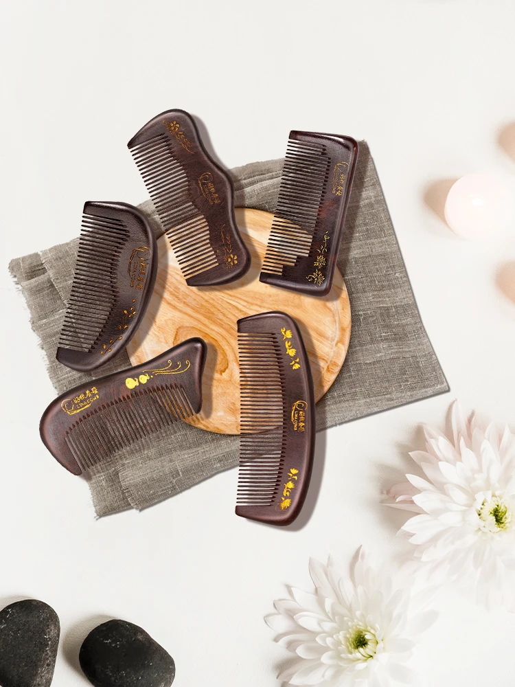 Portable Natural new Sandalwood 2025 Solid Wood Comb Engraved Wood Healthy Massage Anti-Static Comb Hair Care Tool Beauty Accessories