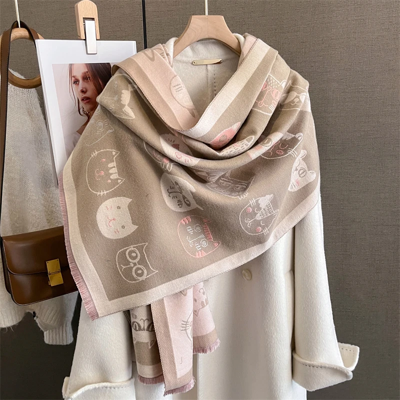 2023 Luxury Thick Blanket Winter Bufanda Warm Cashmere Scarf Women Shawl Print New Wraps Pashmina Female Travel Poncho Stoles